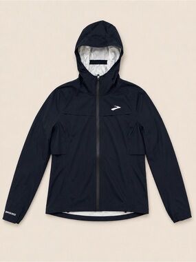 Brooks High Point Waterproof Hooded Rain Jacket Black Women's XS Lightweight Zip